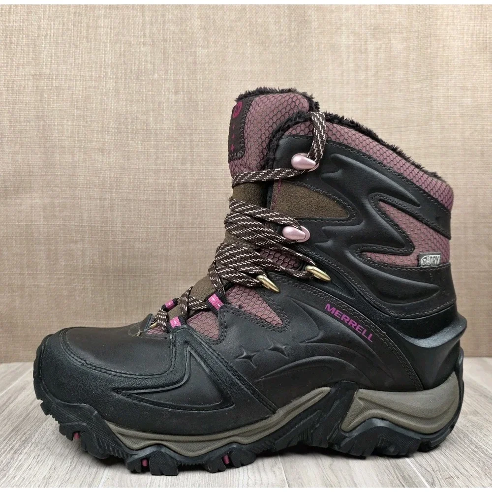 Merrell Polarand 8 Waterproof Womens Size 6 Expresso Pink Winter Hiking Boots